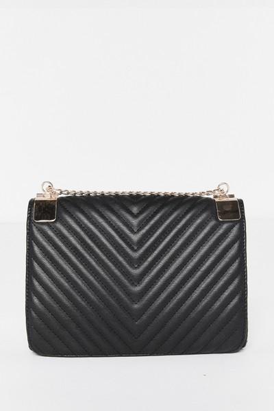 Isabelle Black Quilted Gold Chain Cross Body Bag