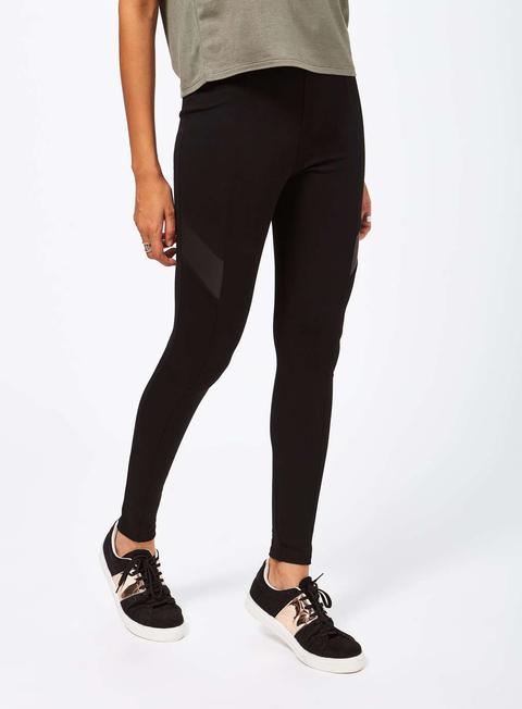 Faux Leather Panel Legging