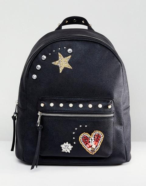Asos Design - Zaino Decorato Con Applicazioni - Nero