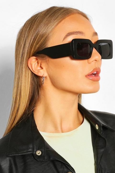 Womens Chunky Rectangle Oversized Sunglasses - Black - One Size, Black