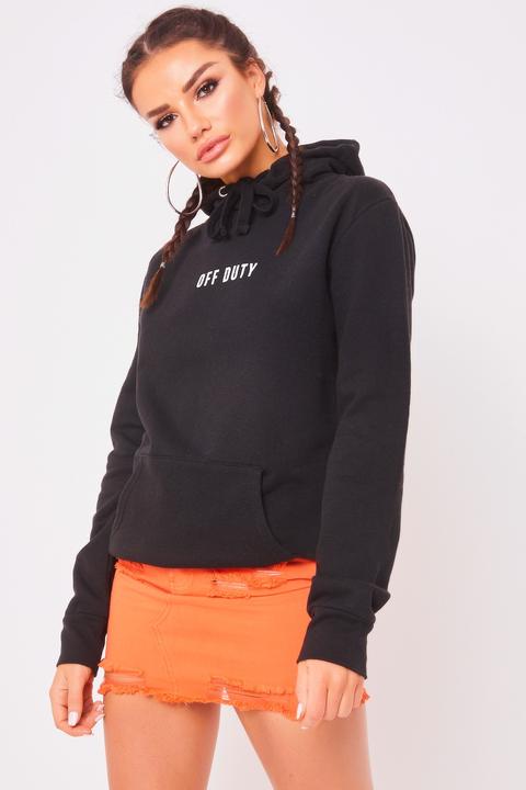 Eve Black Off Duty Small Print Hoodie