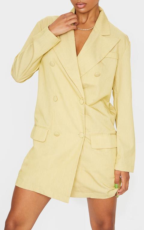 Light Lime Linen Button Front Blazer Dress