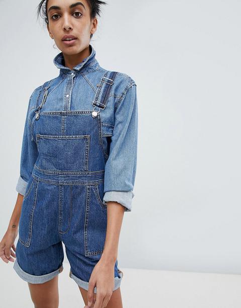 Calvin Klein Jeans Short Dungarees - Mid Stone