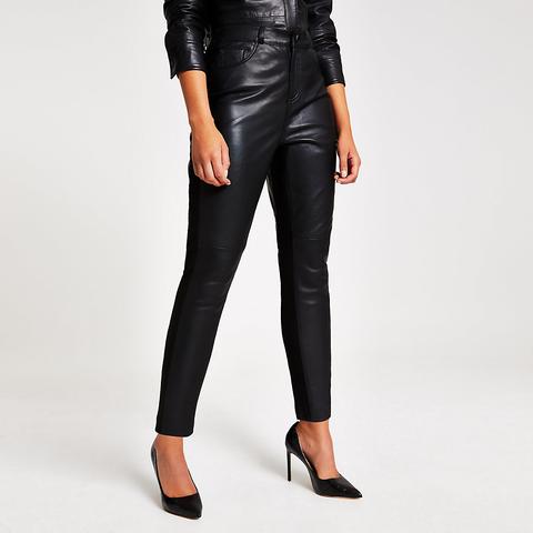 Black Leather Ponte Trouser
