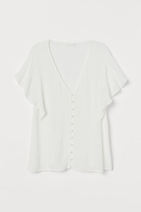 Blusa Con Mangas Mariposa - Blanco