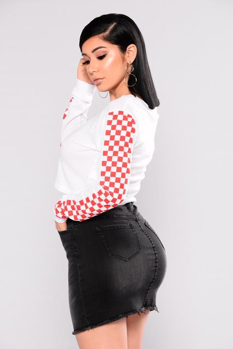 Nia Checked Top - White