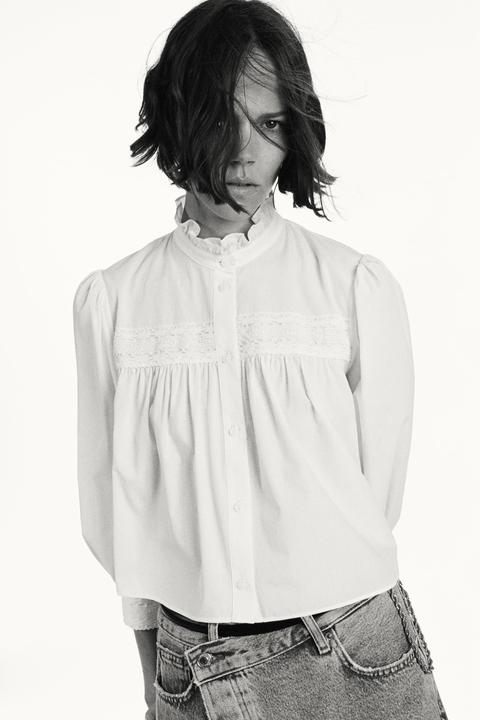 Poplin Shirt With Guipure