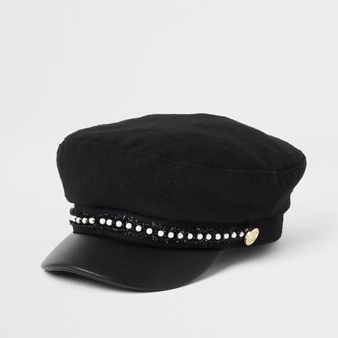 ladies black baker boy hat