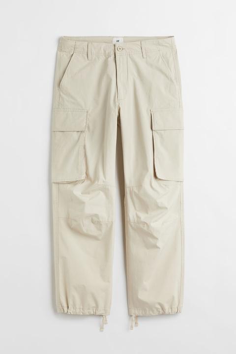 Pantalón Cargo De Algodón Relaxed Fit - Beis