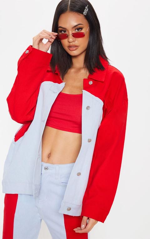 Red Two Tone Denim Jacket