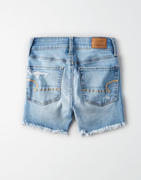 Level High-waisted Denim Midi Short 