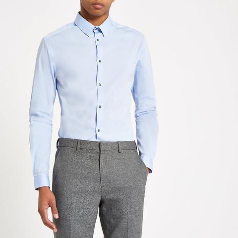 Light Blue Poplin Muscle Fit Shirt