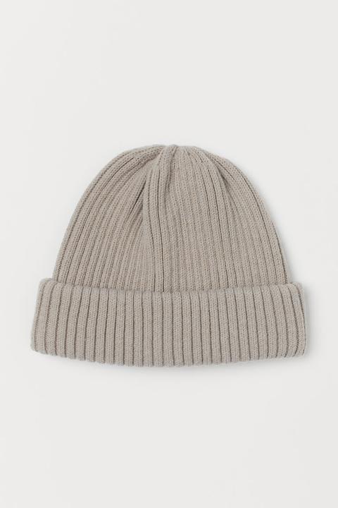 Rib-knit Hat - Brown