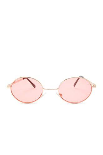 Forever 21 Round Metal Sunglasses , Gold/red