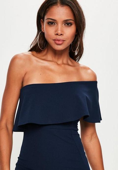navy one shoulder midi dress