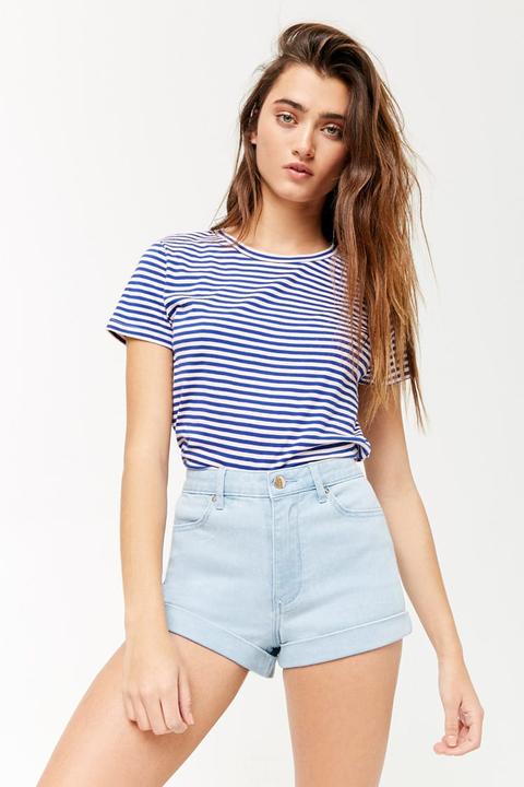 Shorts Di Jeans Con Risvolto