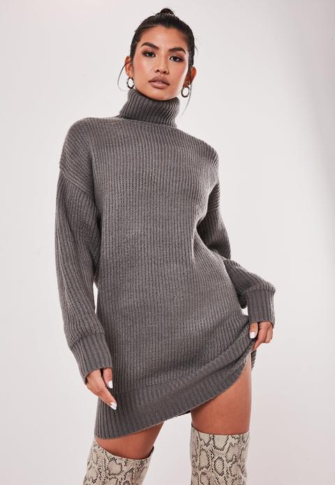 Pull Col Roulé Gris Boyfriend Oversize Premium