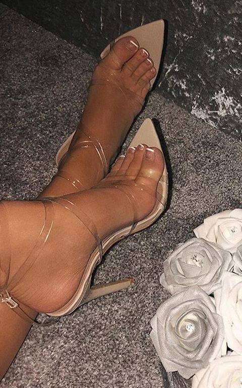 Helena Perspex Barely There Heels In Nude