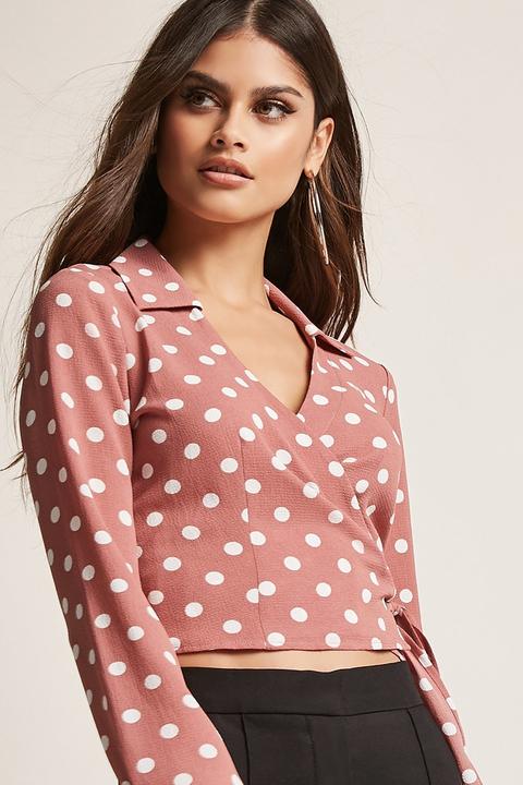 polka dot wrap shirt