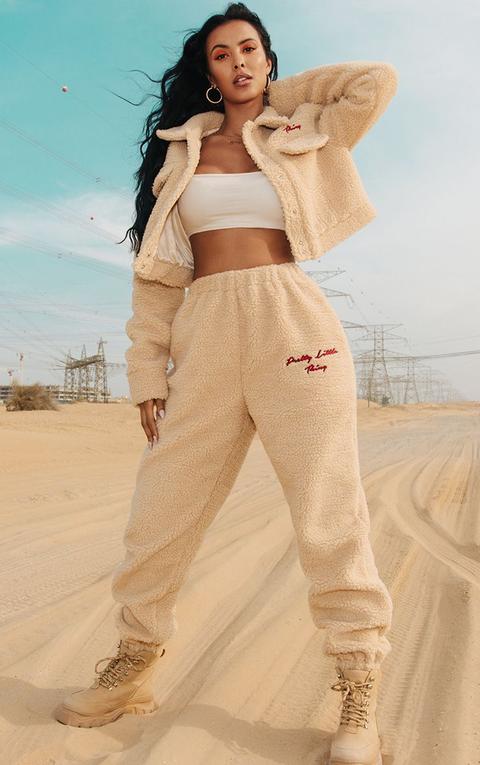 Cream Borg Joggers Sale, 53% OFF | www 