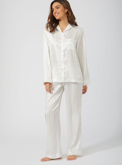Boux Avenue Vivian Satin Pyjama Set - Ivory - 16