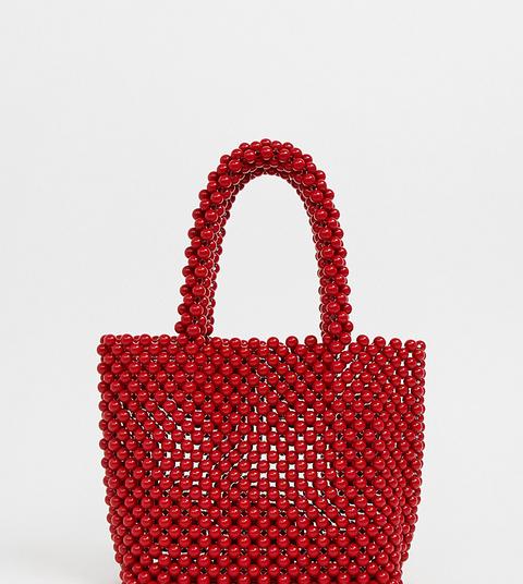 New Look Beaded Mini Tote In Red