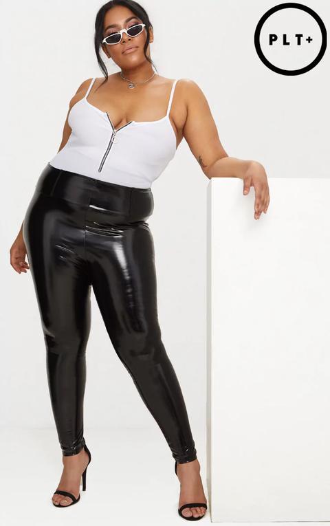 High Waist Vinyl Leggings, Black 