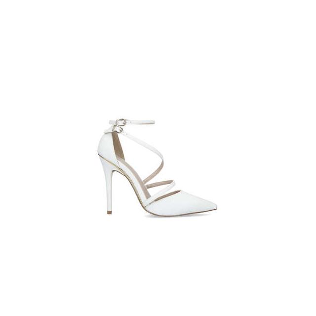 white stiletto court shoes