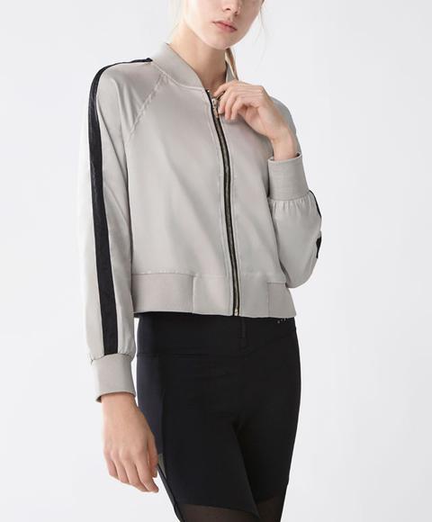 Chaqueta Bomber Color: Gris Claro Talla: M Material: Poliester,elastano,poliester,