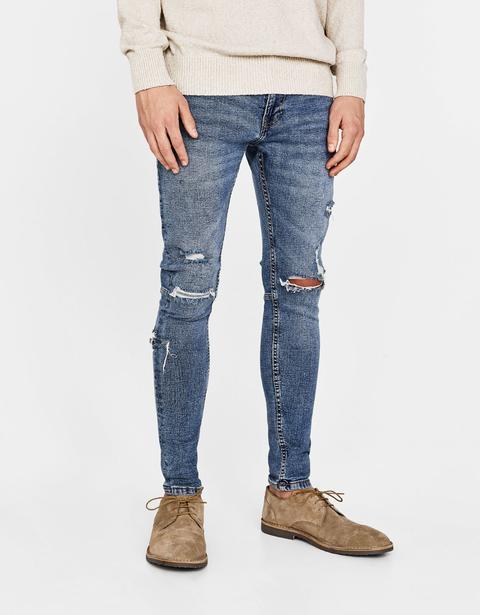 Jeans Super Skinny Fit Con Rotos