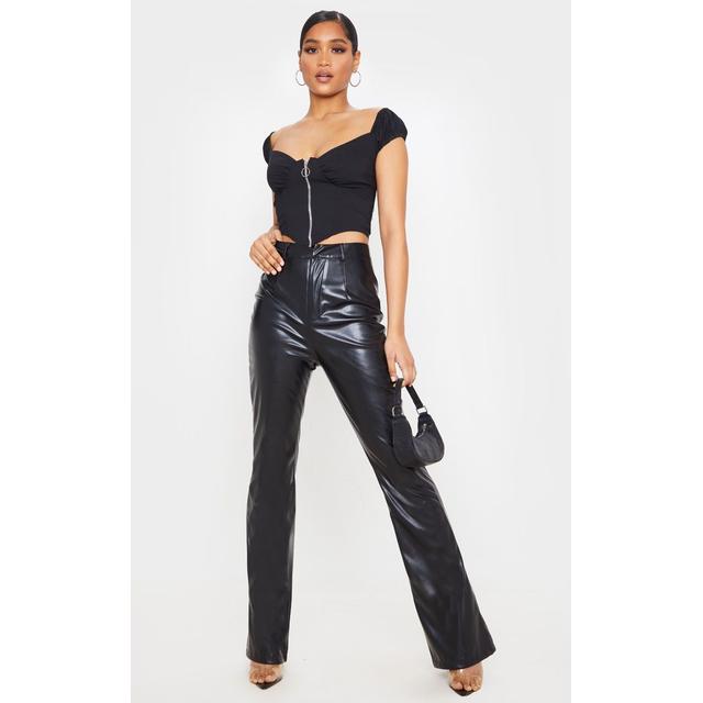 black pu flared trousers