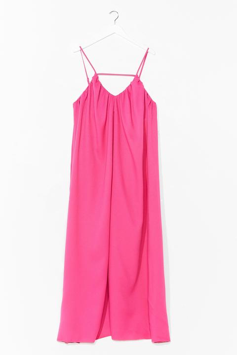 Dressing Gown Longue Décontractée À Col V Et Bretelles Fines - Rose - 42, Rose