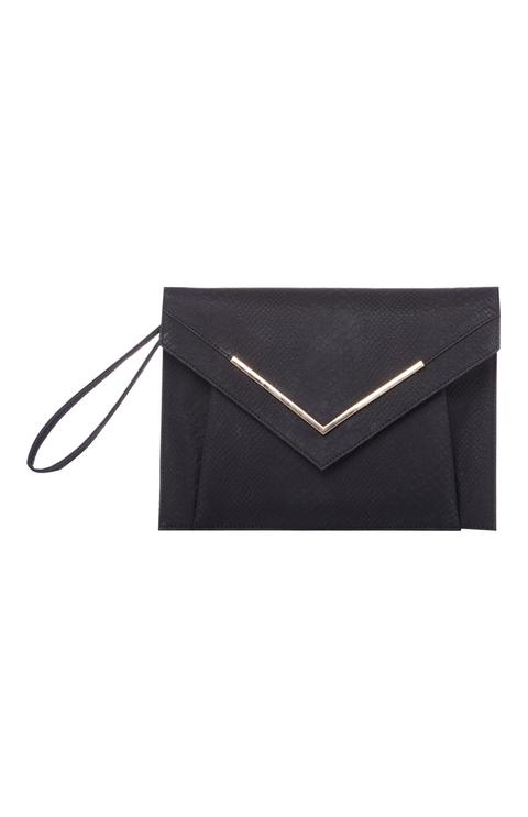 Bolso De Mano Negro Efecto Cocrodilo