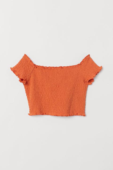 H & M - Top Hombro Descubierto - Naranja