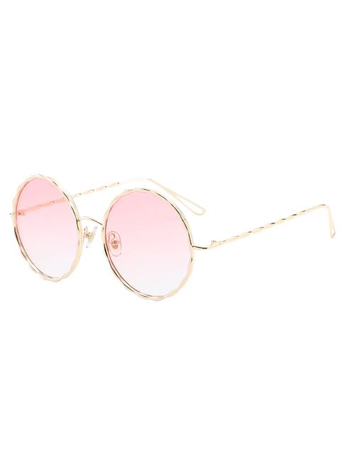 Wavy Metallic Frame Leg Ombre Round Sunglasses