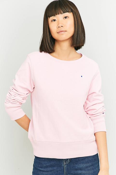 Champion Small Logo Pink Sweatshirt - Womens L