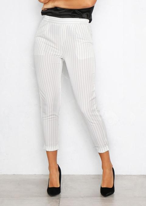 Cameron White Pinstripe Cropped Trouser