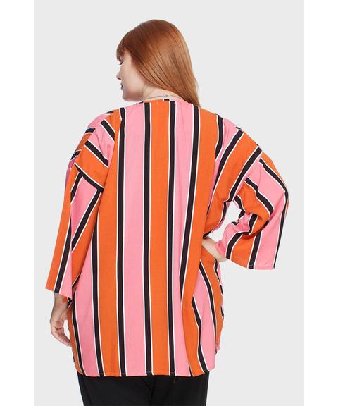 Kimono Listrado Plus Size