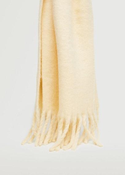 Fringed Edge Wool-blend Scarf Vanilla - Woman - One Size - Mango