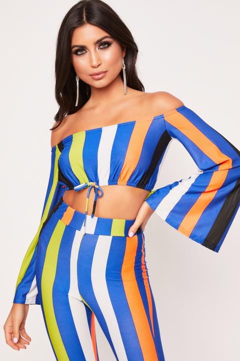 Ashley Blue Stripe Flare Arm Top