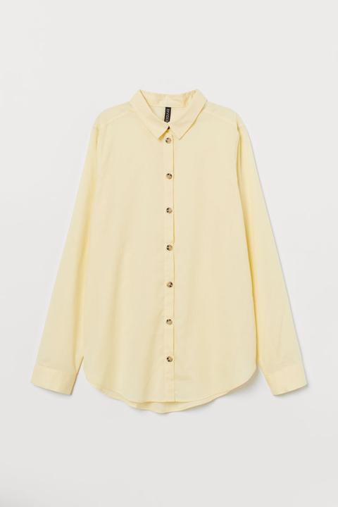 H & M - Рубашка Из Хлопка - Yellow