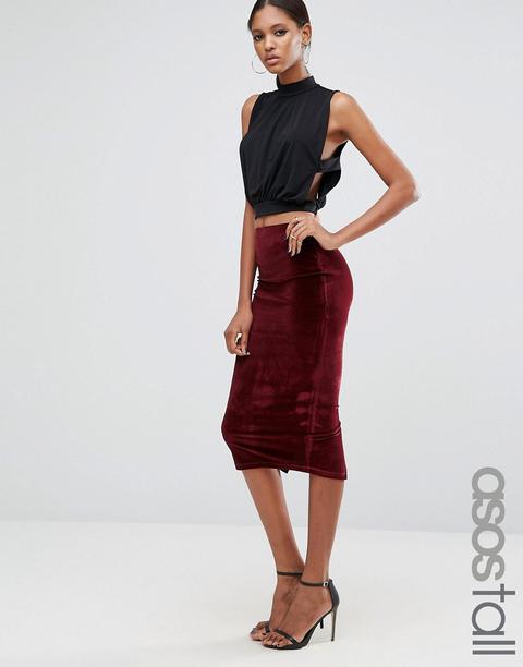 Falda De Tubo De Terciopelo De Asos Tall