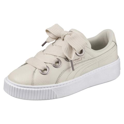 Puma Platform Kiss Leather Women's Trainers In Birch Size 4