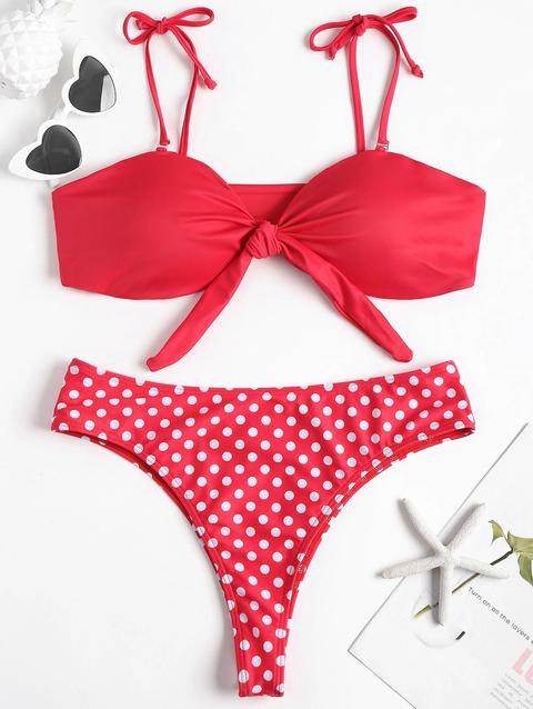 Bikini A Fascia Plus Size Con Nodo Anteriore Red