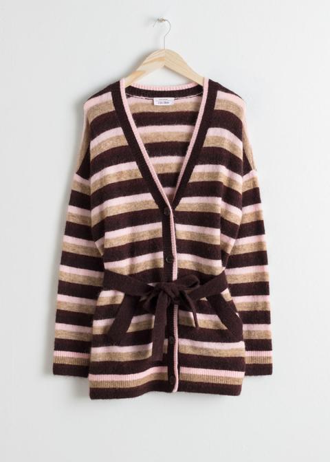 Striped Belted Cardigan