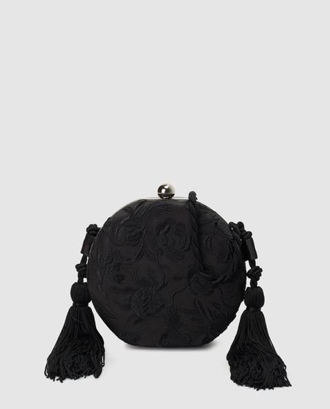 Tintoretto - Clutch De Fiesta De Satén Bordado En Negro