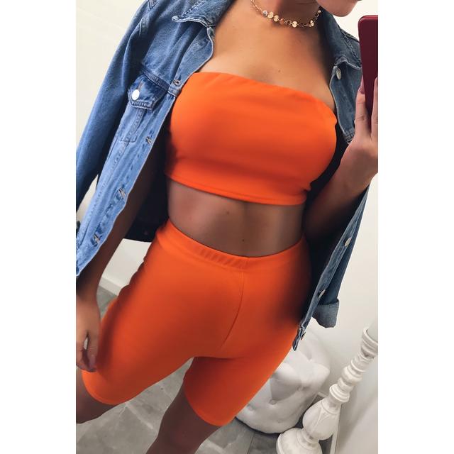 orange two piece short set