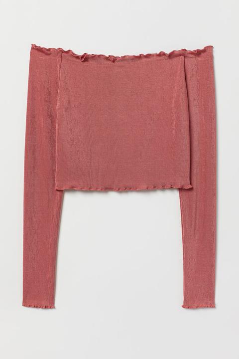 H & M - Top Corto A Spalle Scoperte - Rosa