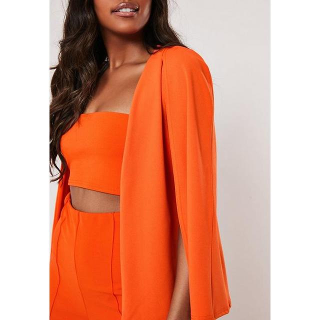 Orange Co Ord Crepe Stretch Cape Blazer Orange from