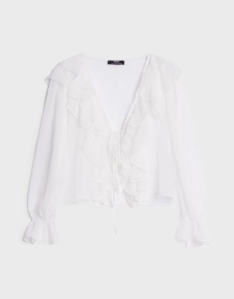 Ruffled Blouse With Tie Detail